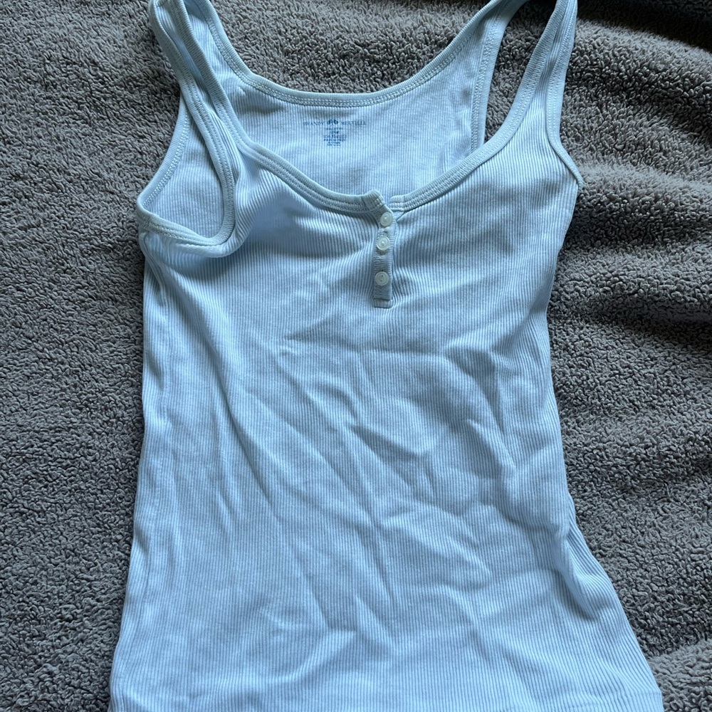 Brandy Melville Women's Light Blue Ribbed Tank Top